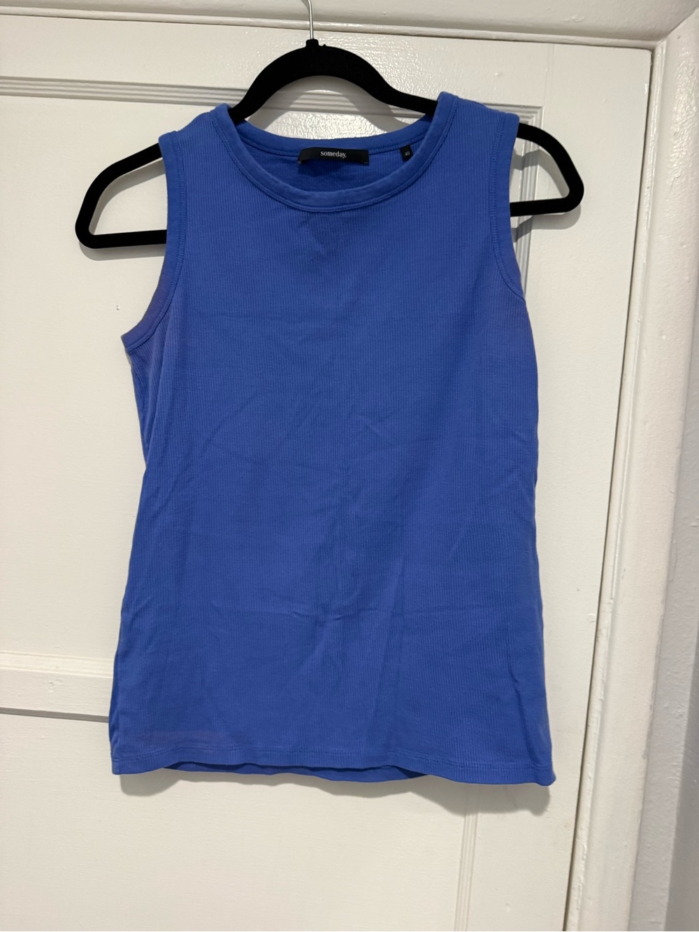 Blue Ribbed Tank Top - Women's Sleeveless Shell